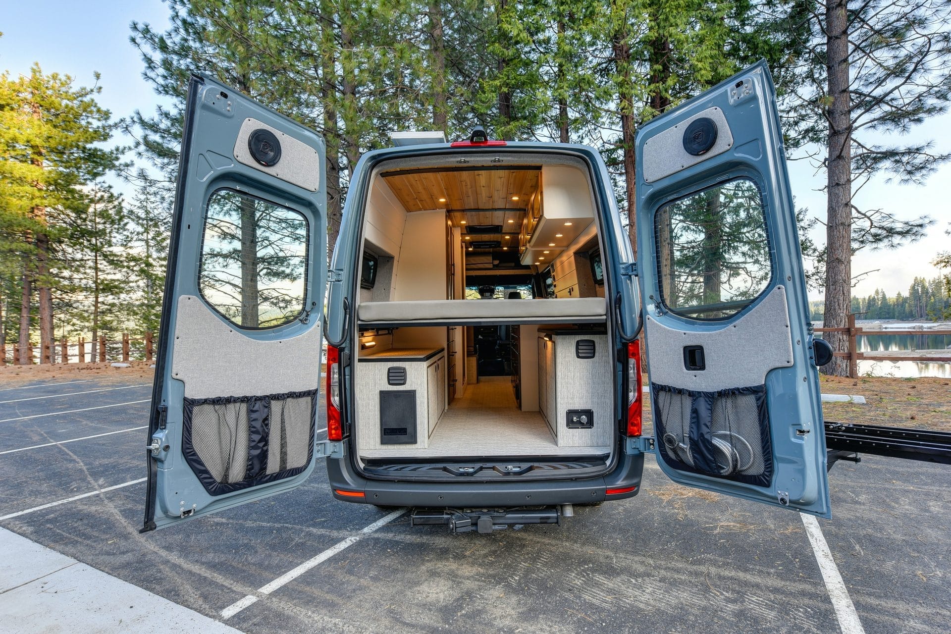 Sprinter van with rear doors open