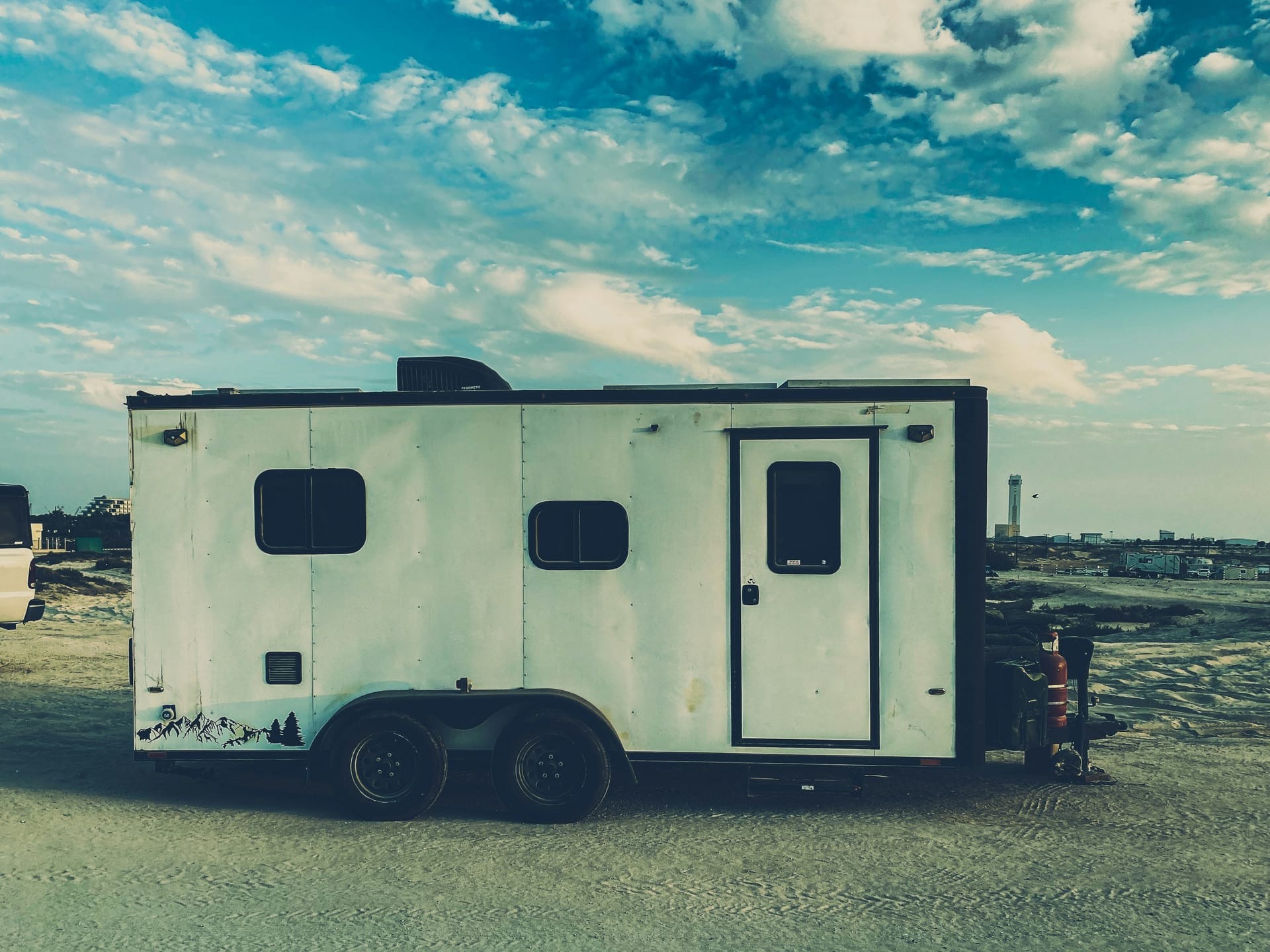Exterior system in a cargo trailer conversion